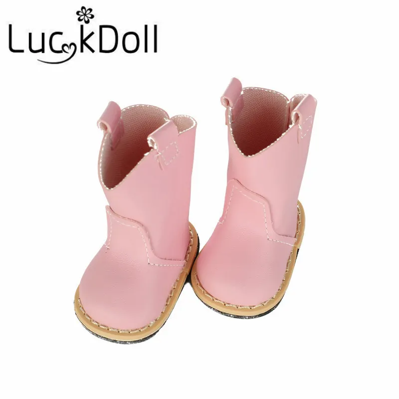 LUCKDOLL кожаные сапоги до колена подходят 18 дюймов Американский 43 см Кукла одежда аксессуары, игрушки для девочек, поколение, подарок на день рождения