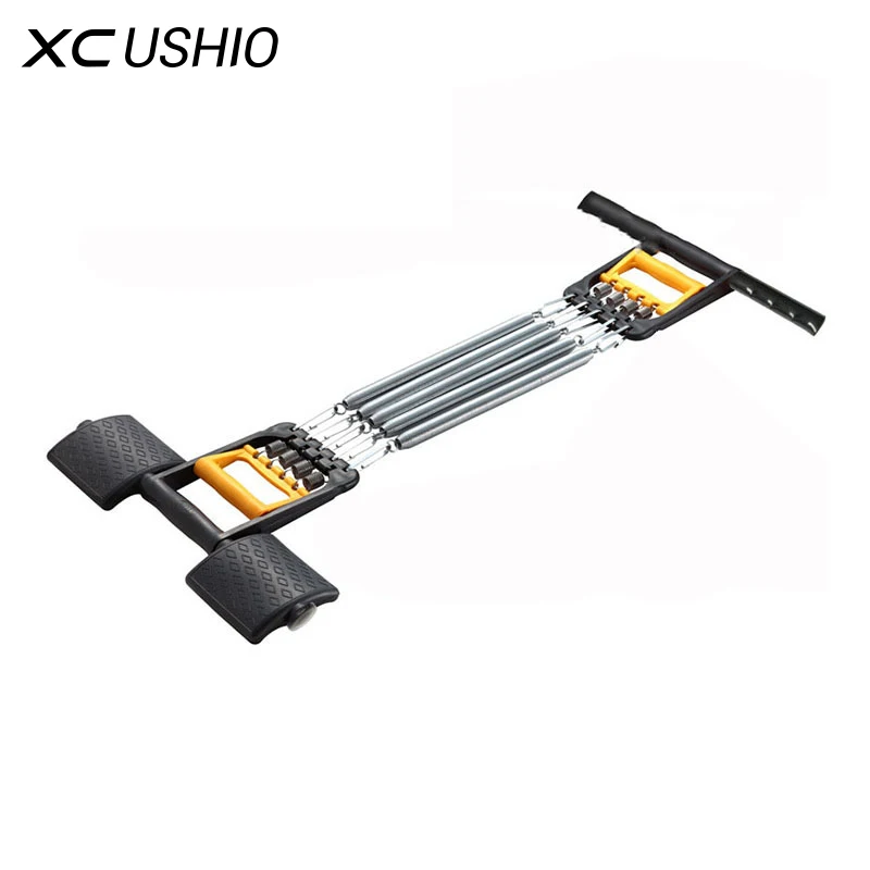 

3 in 1 Multifunctional Carbon Steel Handle 5 Spring Chest Expander with Foot Petals Body Building Chest Muscle Workout Exerciser