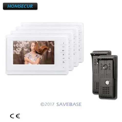 

HOMSECUR 7" Wired Hands-free Video Security Door Phone with 2 Cameras and 4 Monitors