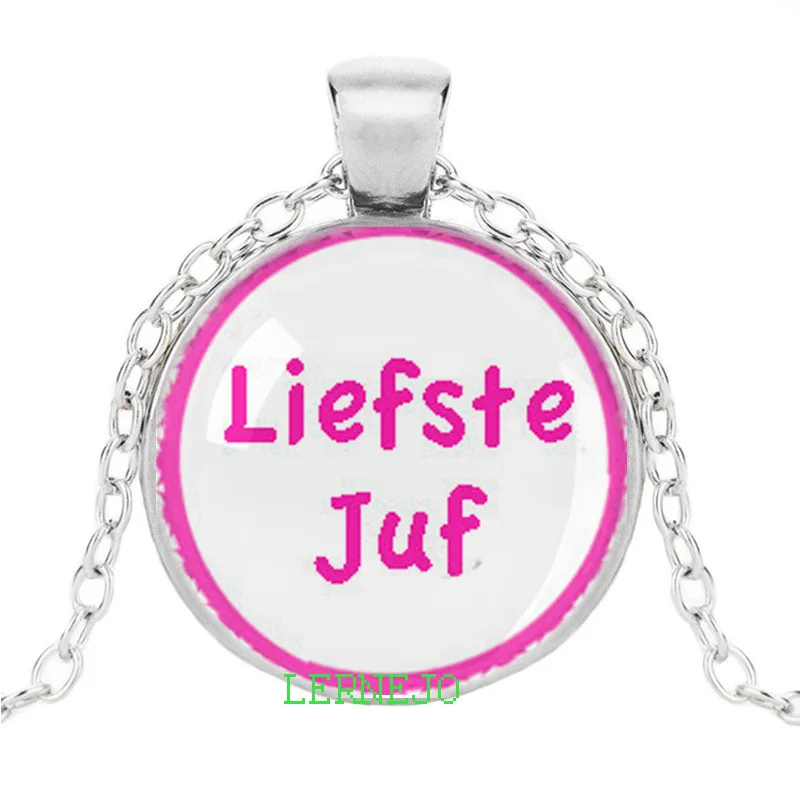 VOOR DE Liefste Juf leukste Meester Glas Ketting Ожерелье Подвеска крутящий момент bedankt juf подарок