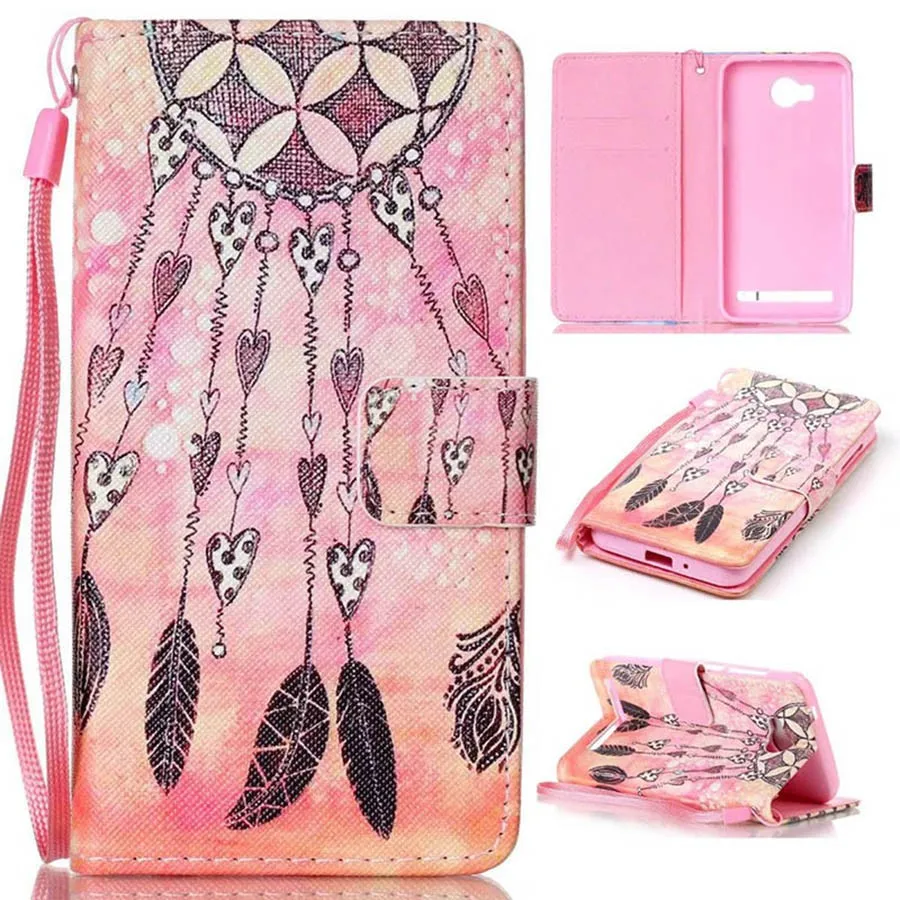 Wallet Case Pouch Pu Leather Cover Phone Cases Cartoon Pattern Flip Protective Covers For Huawei Y3 II With Stand Card Holder -6