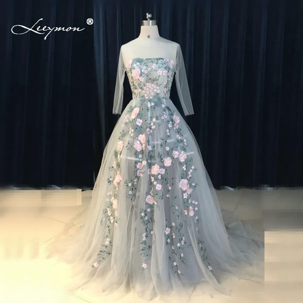 

Leeymon Real Pictures Embroidery Evening Dress 2017 Plus Size Strapless Evening Prom Dress Romantic Prom Dress RE41