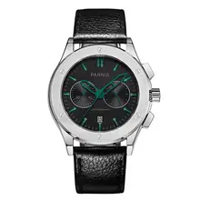 Parnis Pilot V Seriers светящийся мужской кожаный ремешок для часов Военный Спортивный Хронограф Кварцевые часы наручные часы