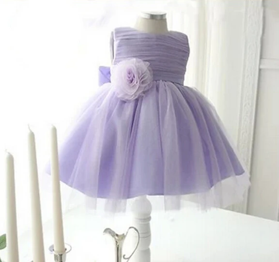 New Violet flower girl dress baby girls 1 year old birthday dress baptism christening party