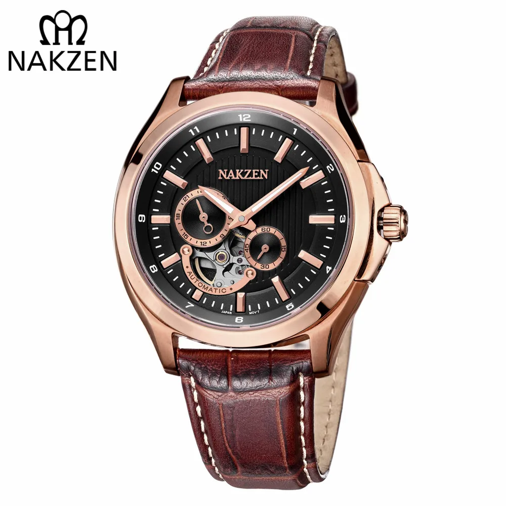 

NAKZEN Mens Calendar Dial Stainless Steel Automatic Mechanical Watch Men Luminous male Watche Top Brand Luxury Relogio Masculino