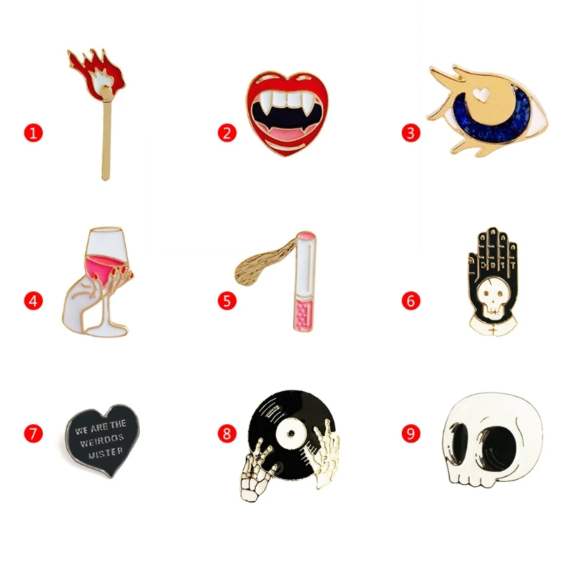 New Fancy Brooch Stylish Vampire Girl Fashion Halloween Gifts Lips Skull Antique