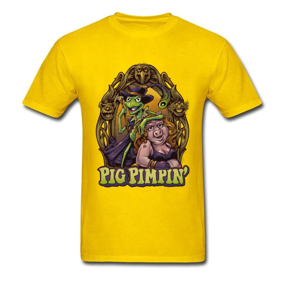 CasualCasual Short Sleeve Tops Shirt Lovers Day Designer Crew Neck 100% Cotton Fabric T-shirts Man T Shirt Pig Pimpin  Pig Pimpin yellow
