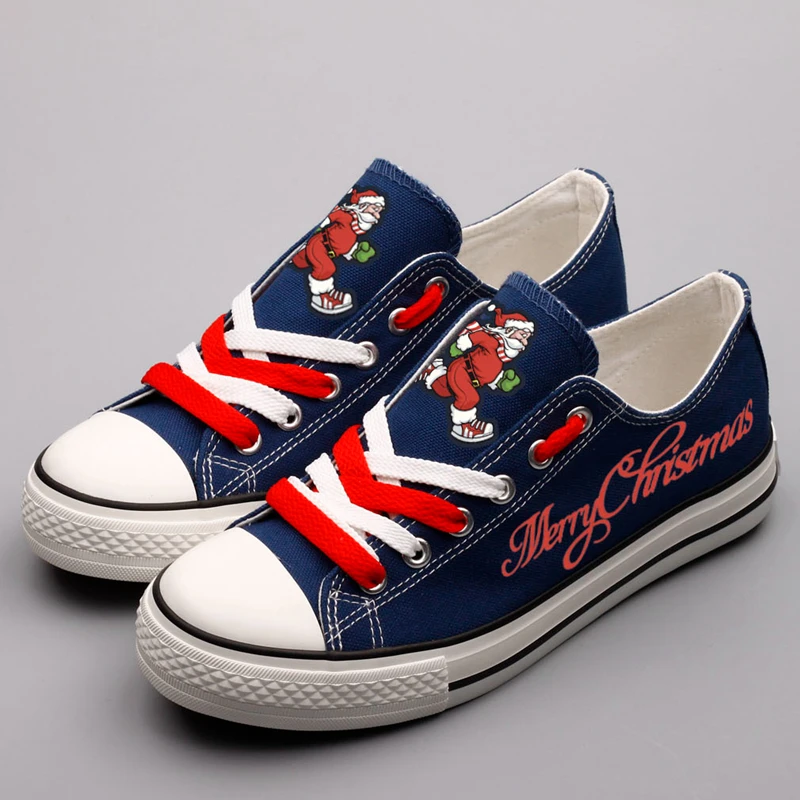 

Cartoon Santa Claus Merry Christmas Printed Canvas Shoes Low Top Men Casual Walking Shoes Espadrilles Christmas Halloween Gifts