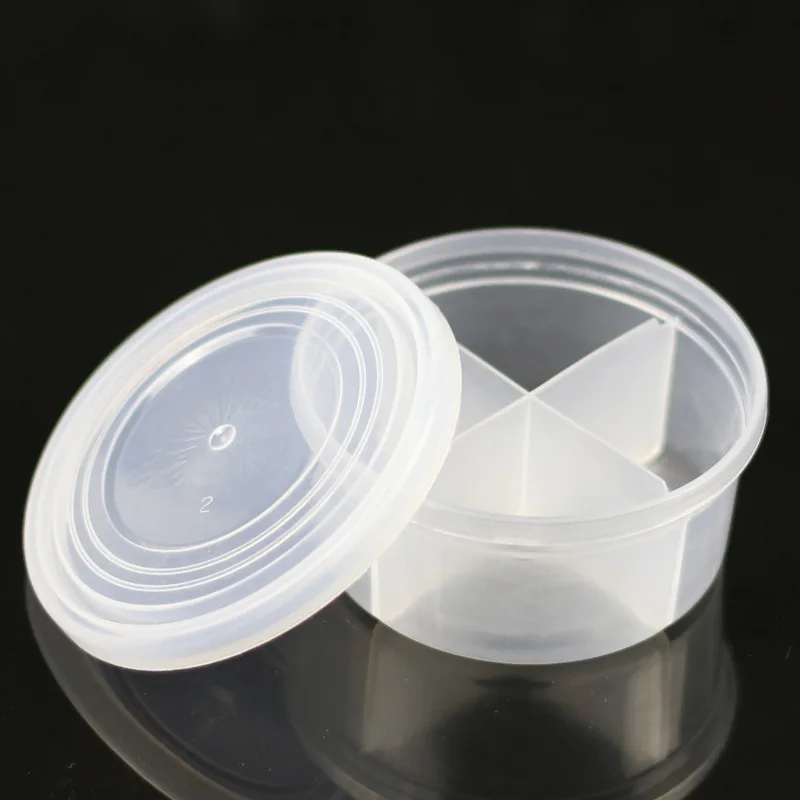 

4 Grids Plastic Round Storage Box Jewelry Diamond Boxes Case Beads Pill Storage Small Objects Makeup Translucent Organizer