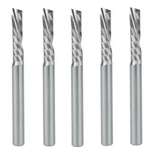 5pc 3.175X22mm Down Cut Cutter Left-handed 1 Flute End Mill Carbide Cutting Tool