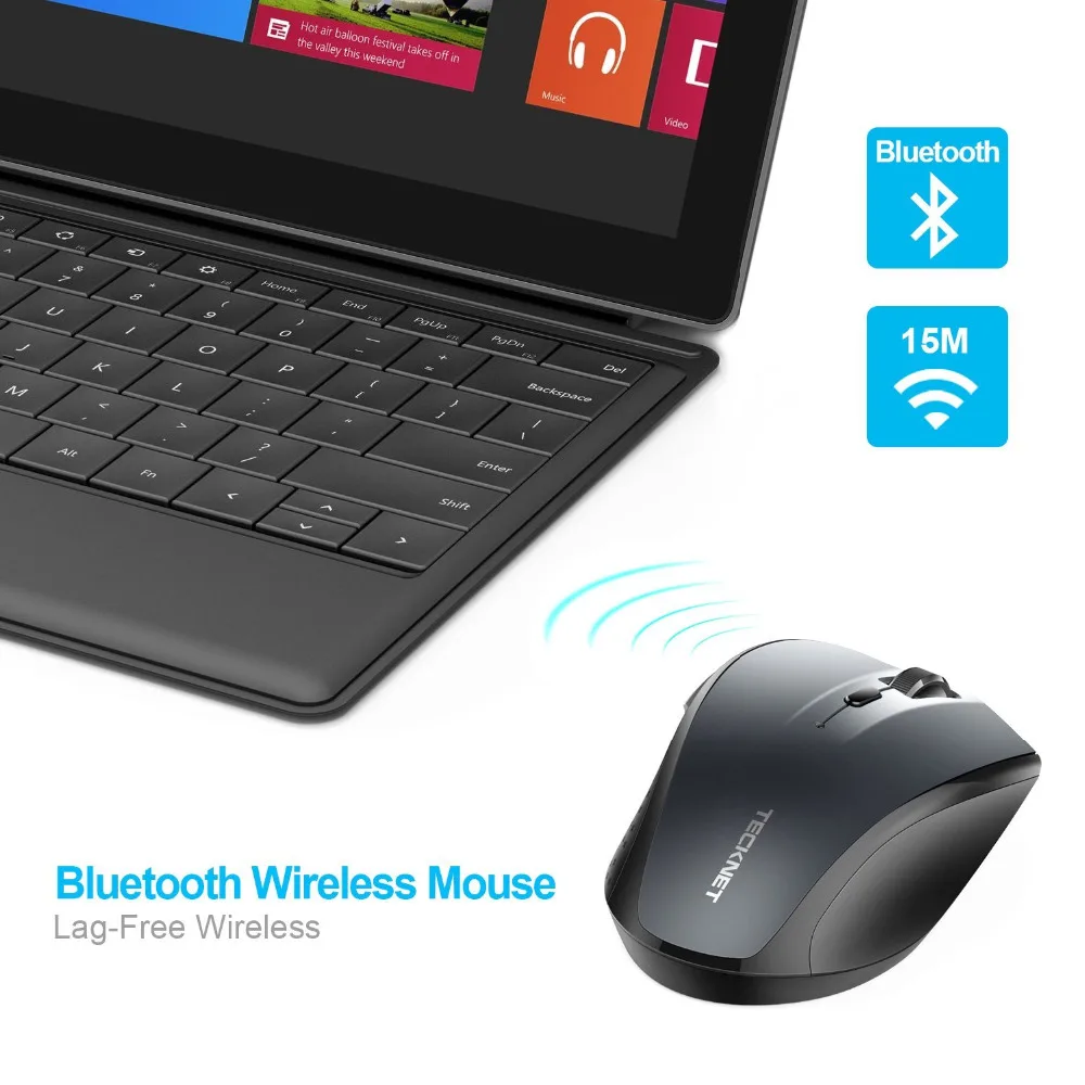 TeckNet Bluetooth Wireless Mouse Ergonomic 2.4GHz Computer Mice 2600/2000/1600/1200/800 DPI for Windows Laptop Notebook PC TeckNet Bluetooth Wireless Mouse Ergonomic 2.4GHz Computer Mice 2600/2000/1600/1200/800 DPI for Windows Laptop Notebook PC