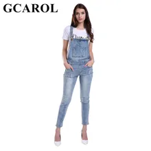GCAROL Women Ripped Denim Jumpsuits Casual Sexy Stretch Romper Ladies Denim Pencil Overalls Stretch Slim Dungarees