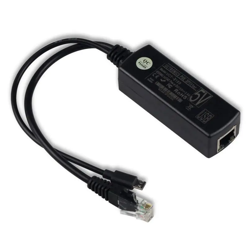 Популярные PoE Splitter Мощность Over Ethernet 48 В до 5 В 2.4A Micro USB адаптер 12 Вт