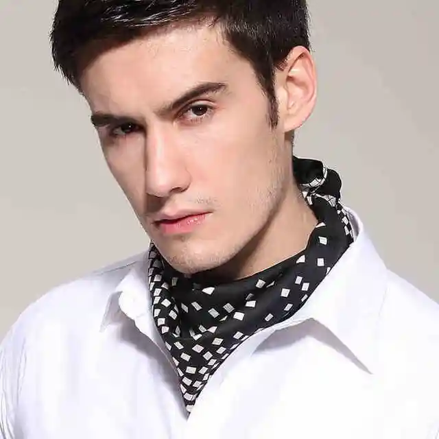 53 x 53 cm pure silk luxury brand cool men neck scarf black check silk