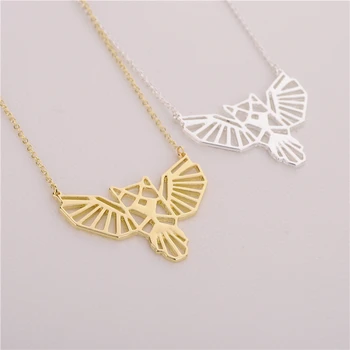 

30pcs/lot 2017 Cute Handmade Animal Necklace Jewelry Origami Owl Necklace Lucky Flying Owl Pendant Necklace Gift For Friends