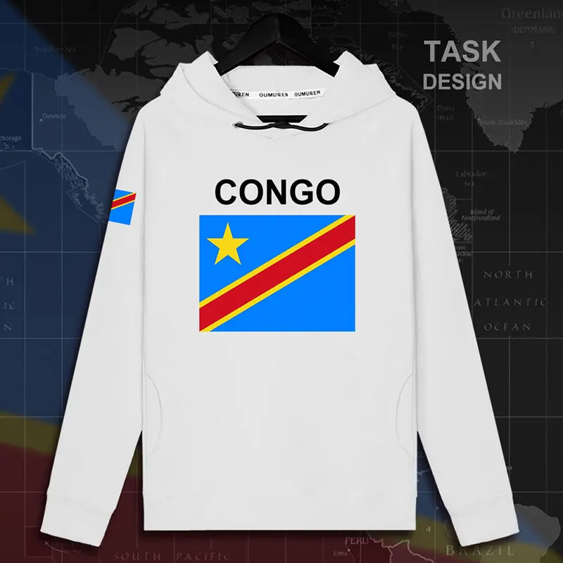 DR Congo COD DRC DROC Congo-Kinsha, мужские пуловеры, толстовки, Мужская толстовка, уличная одежда, хип-хоп флаг, спортивный костюм 02 - Цвет: hooded-white