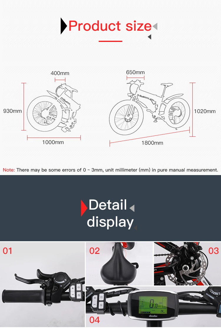 Top electric bicycle snow bike fat tire 26 inch Motorcycle e bike 1000w 48v electric folding bike sheng milo Mountain adult bicycle 16