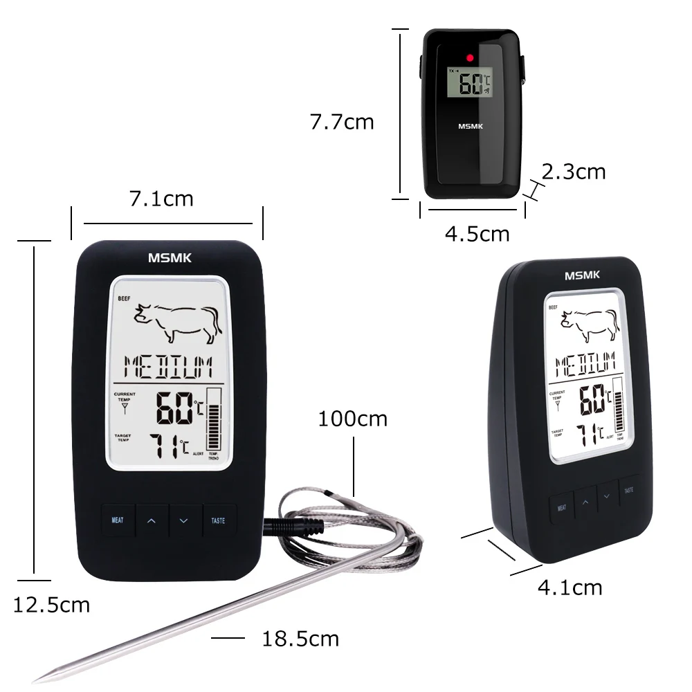 MK2245 цифровой термометр для еды, электронный термометр для приготовления мяса, воды, молока, духовки, кухонные инструменты, зонд, Беспроводная сигнализация, ЖК-дисплей