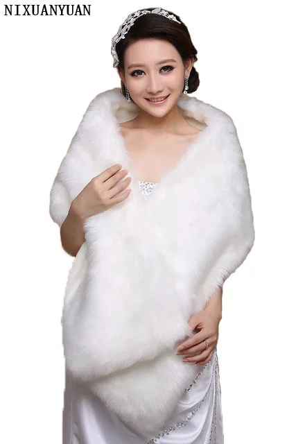 Real-Image-Cheap-Wedding-Wraps-White-Long-Faux-Fur-Wrap-Shrug-Bolero-Coat-Bridal-Shawl-Jacket