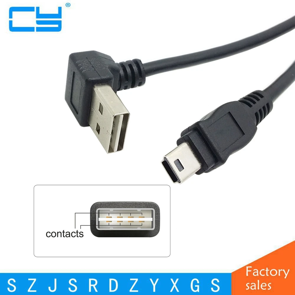 1 м USB 2 0 кабель папа к Mini 5Pin Мужской 100 см двусторонний дизайн вверх и вниз левый