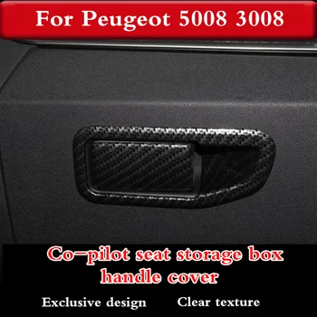 

Co-pilot seat storage box handle cover ABS Carbon fiber For Peugeot 5008 3008 2017 2018 2019 Interior modification accessories