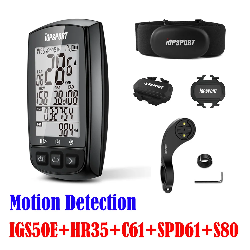 

High Sensitive GPS Motion Wak Up iGPSPORT iGS50E Cycling Computers With Heart Rate Monitor Holder Cadence sensor Speed sensor