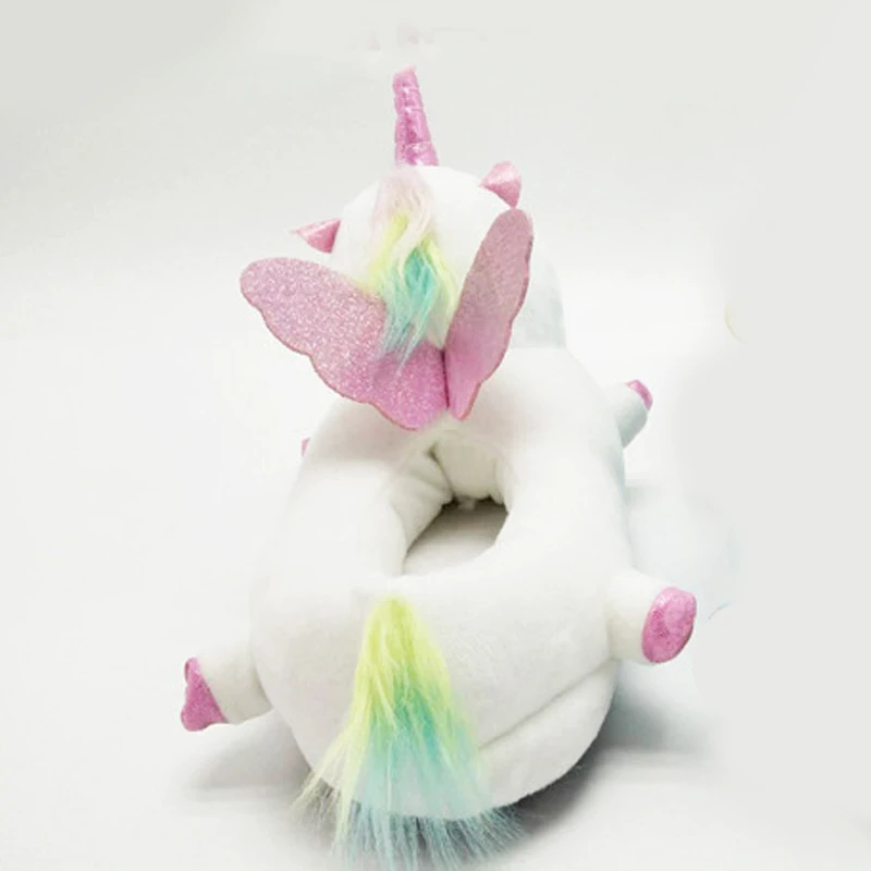 Unicorn Slippers Kids Home Shoes Girls Winter Warm Cotton Shoes Children Animal Plush Fur Slippers Funny Shoes Child Flip Flops