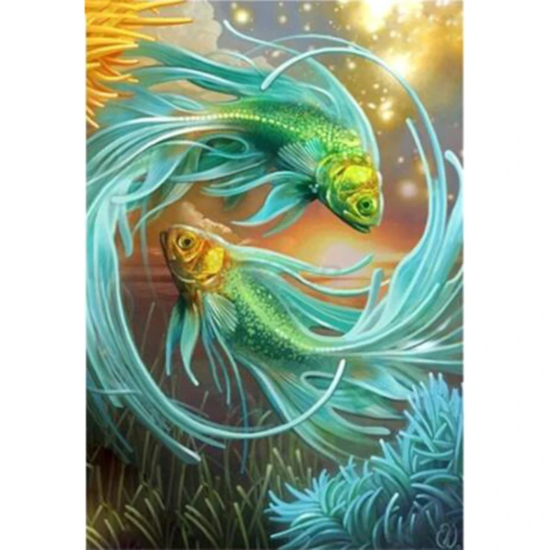 

Diamond Embroidery Fish Picture of Rhinestones Home Decor Diamond Painting Cross Stitch 5D DIY Mosaic Animal YY