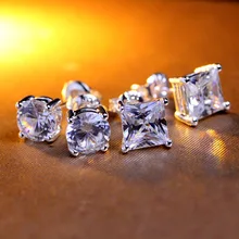 Tassina, новая мода, 7 мм, циркониевые мужские серьги, Кристальные цвета, квадратные и круглые мужские ювелирные изделия, мужские женские серьги-гвоздики A38