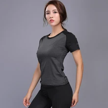 Женская рубашка для бега быстросохнущая для йоги фитнеса спорта рубашка Vrouwen с коротким рукавом дышащая Бодибилдинг спортивная одежда топы