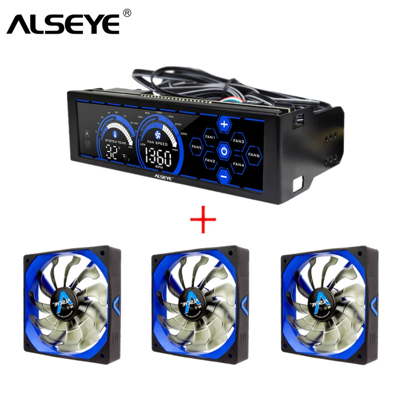  ALSEYE Computer Fan Controller and PWM 120mm Fan Kit for PC Cooling 3/4pin 12v 2000RPM Cooler and C
