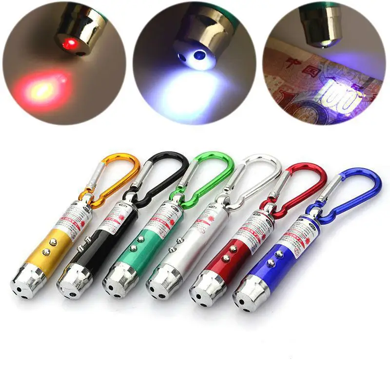 Multifunction Portable Laser Light Pointer UV LED Torch Flashlight Pocket Lamp