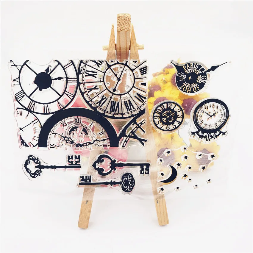 

PANFELOU 11*16cm Magic clockTransparent Silicone Rubber Clear Stamps cartoon for Scrapbooking/DIY Christmas wedding album
