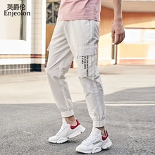 Enjeolon, новинка, Летние Длинные повседневные штаны, мужские спортивные штаны, для мужчин, большой карман, карго, джоггеры, с надписями, штаны с вышивкой, уличная одежда, K6620