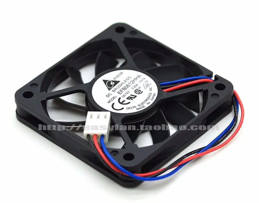 60mm, 60x60x10mm, 12V, 0.25A, com 3Pin, 4Pin PWM, EFB0612HHA, 6010