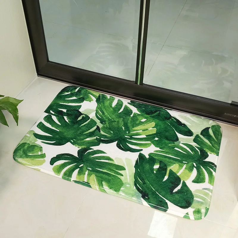 Plants Leaf Printed Front Door Mats Entrance Mats Washable