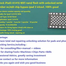 Разблокировать iPad 3 A1416 Wi-Fi nand flash с разблокированным серийный номер sn, HDD чип обход Ipad 3 iCloud, хорошее