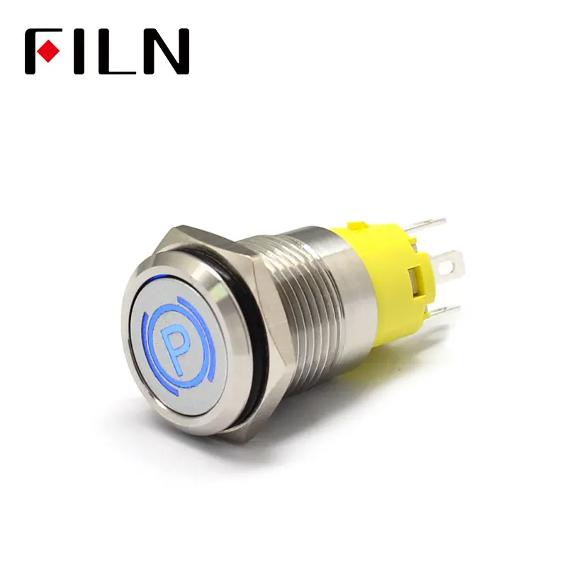 

16mm 12v LED stainless steel metal push button switch dashboard Parking brakesymbol momentary latching on off car racing switch
