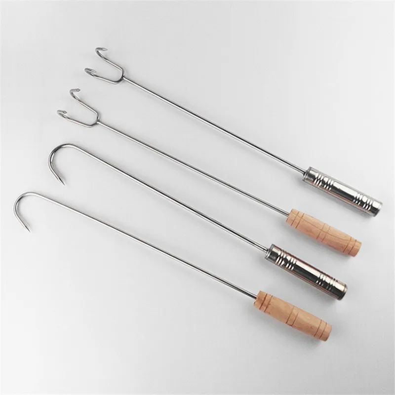 8PCS 11-inch Double Meat Hooks,Alele Stainless Steel Meat Hook Roast Duck Bacon Shop Hook BBQ Grill Hanger Cooking Tools Accessories for Peking Duck
