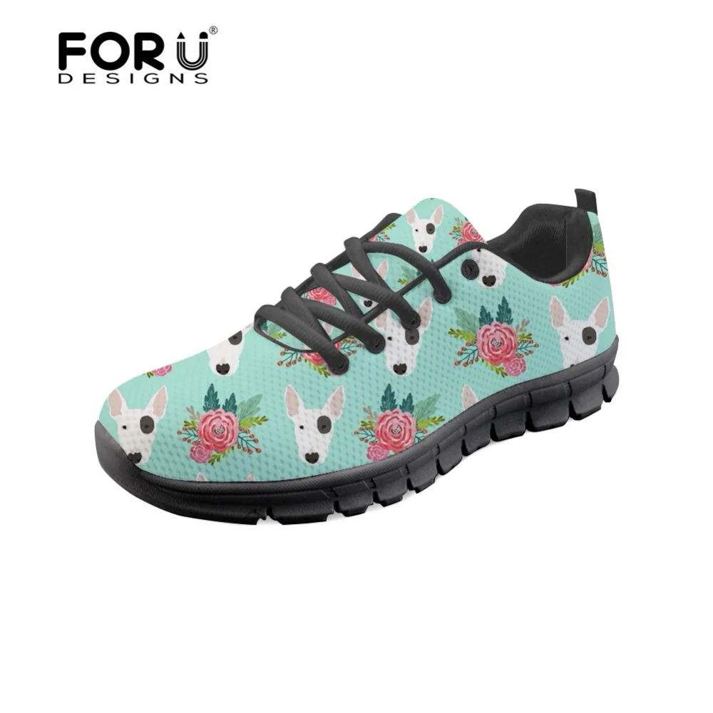 

FORUDESIGNS Cute Bull Terrier Print Fashion Girls Casual Sneakers Flats Women Shoes Woman Super Light Lace-up Shoes for Ladies