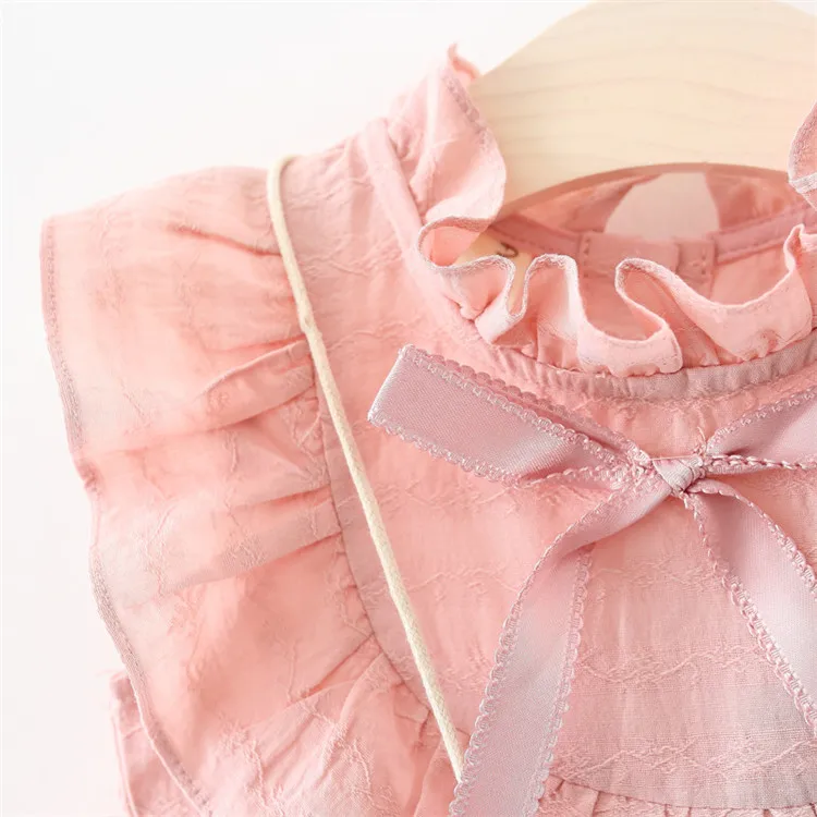 Летняя одежда для новорожденных девочек, модное однотонное платье для маленьких девочек+ штаны+ сумка для малышей, 3 предмета, одежда для малышей 9-24 месяцев