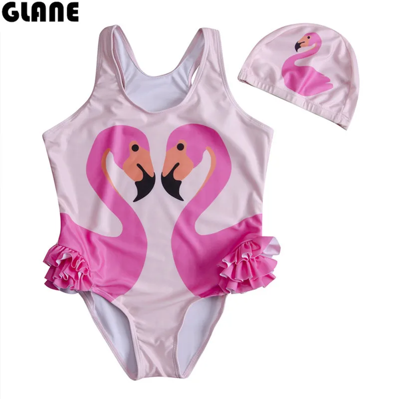 

One Pieces Baby Girls for Kids Bathing Suit Flamingo Swimsuit Children Swim Bikini Set Kids Cartoon Swimwear Bathing Costumes