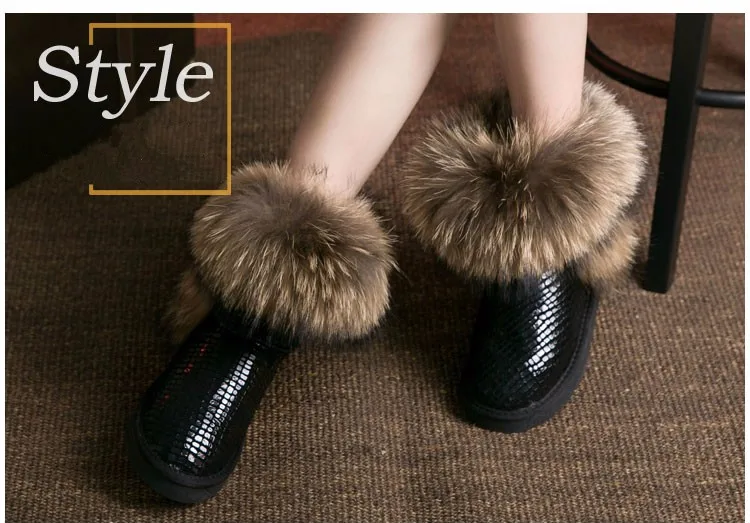 Австралия женские натуральной зимние ботинки с лисьим мехом натуральная кожа женские ботинки женские зимние сапоги