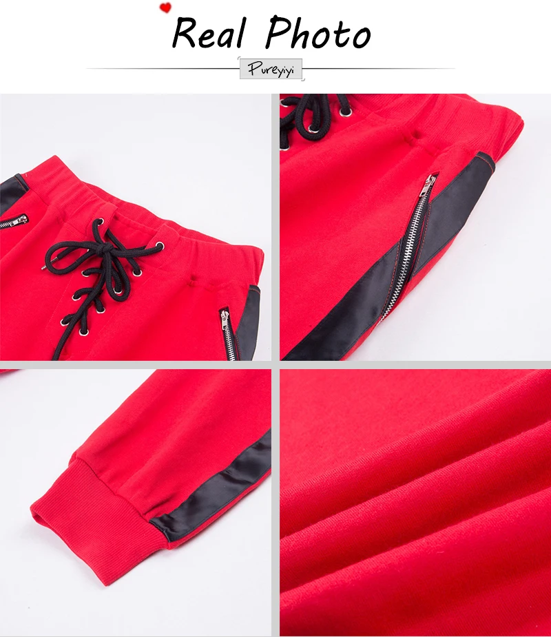 Women High Waist Hip Hop Pants Casual Carrot Pant Bandage Elastic Waist Bloomers Ladies Leisure Pantalettes Knickerbockers Red (19)
