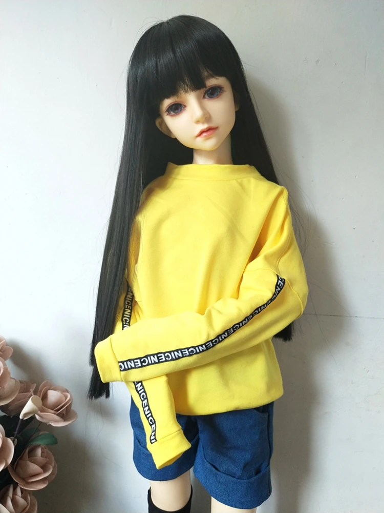 Кукла Одежда красный желтый черный зеленый синий белый SD 1/3 1/4 1/6 свитер сплошной цвет куклы аксессуары игрушки BJD сплошной цвет одежда - Цвет: ZJF140-huang