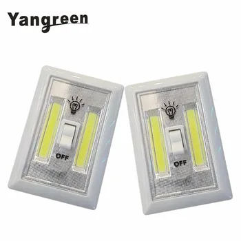 

2PCS COB LED Switch Light Wireless Cordless Mini LED Night Light Lamp Portable Multi-Use Self-Stick Battery Power White Color