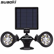 Suaoki солнечный датчик движения света Двойные прожекторы 360 градусов 12 Светодиодный поворотный свет безопасности с аккумулятором 4500 mAh