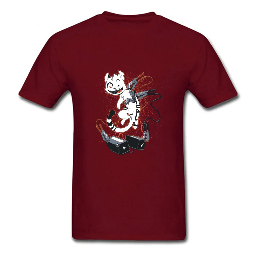 Party Cyber Cat Tops & Tees for Men On Sale Summer Round Neck All Cotton Short Sleeve Top T-shirts Fitness Tight Tops Tees Cyber Cat maroon