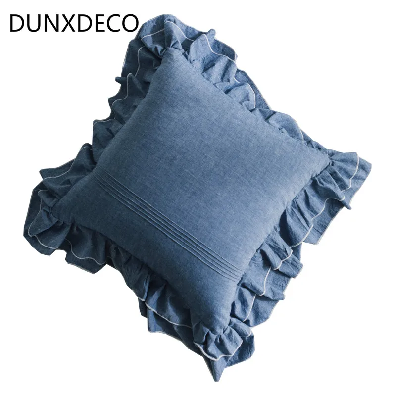 Dunxdeco чехол для подушки декоративные подушки Чехол натуральный хлопок французский с оборкой и Coussin теплый домашний диван постельные принадлежности украшения размером 45*45 см