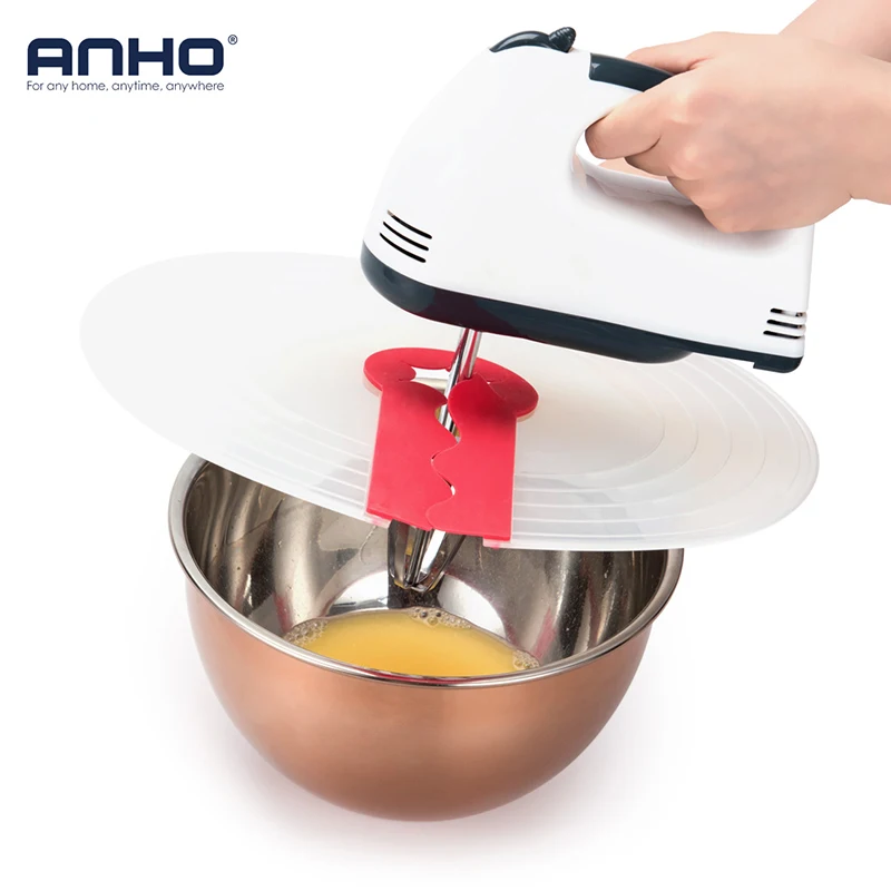 

ANHO Kitchen Cooking Tool Egg Bowl Cover Splash Guard Whisks Flour Screen Cover Bowls Lid Silicone Baking Cookware Pot Cylinder